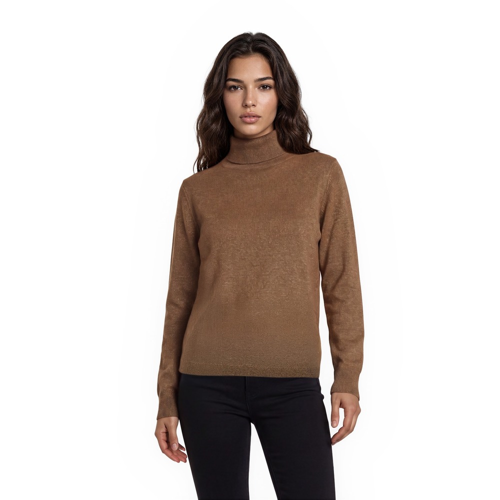 Talbots Turtleneck Sweater Women's Size Large Gold Bronze Metallic Button Cuff